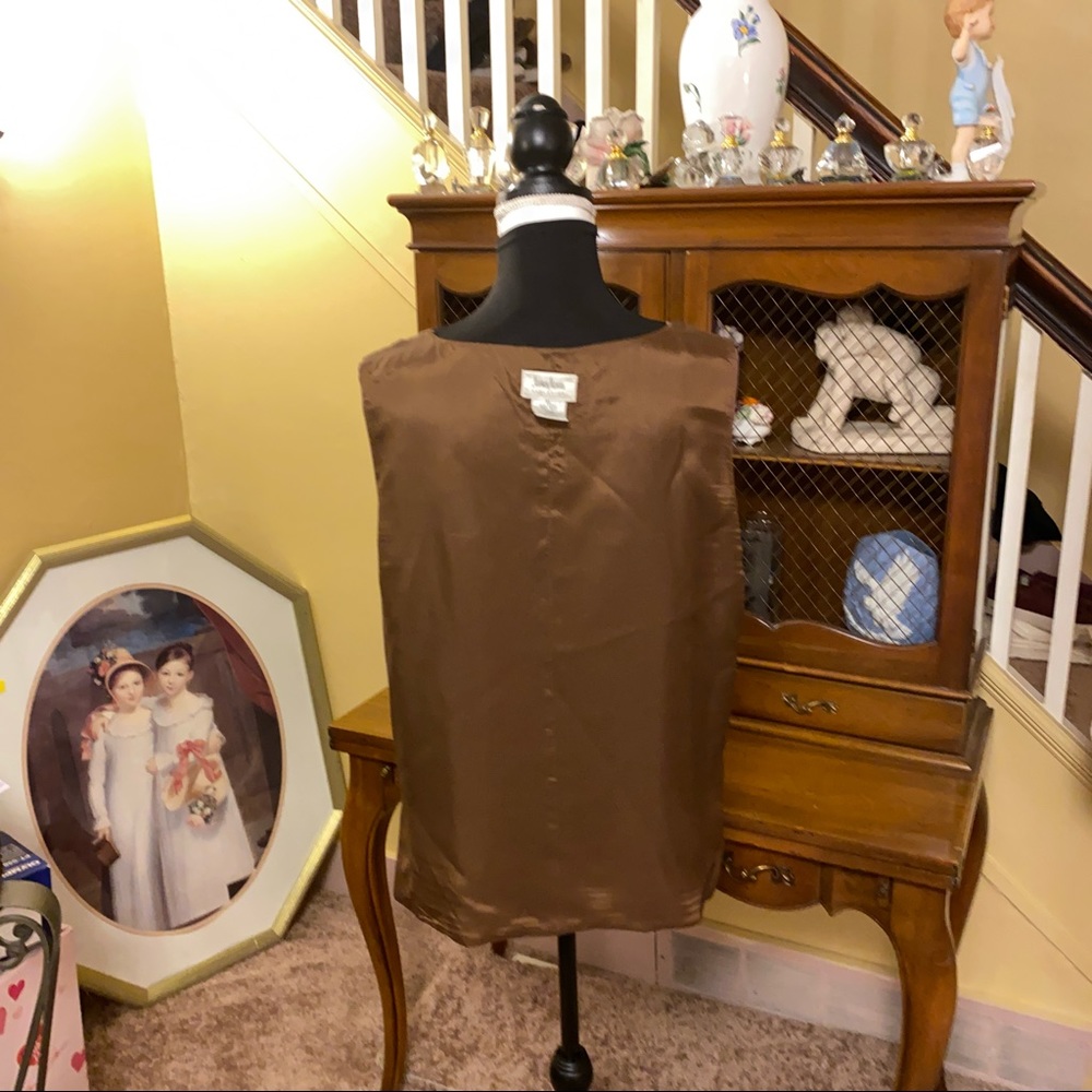 Neiman Marcus Brown Silk Shell. - image 6